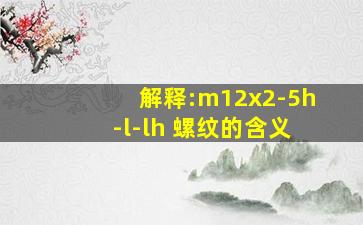 解释:m12x2-5h-l-lh 螺纹的含义